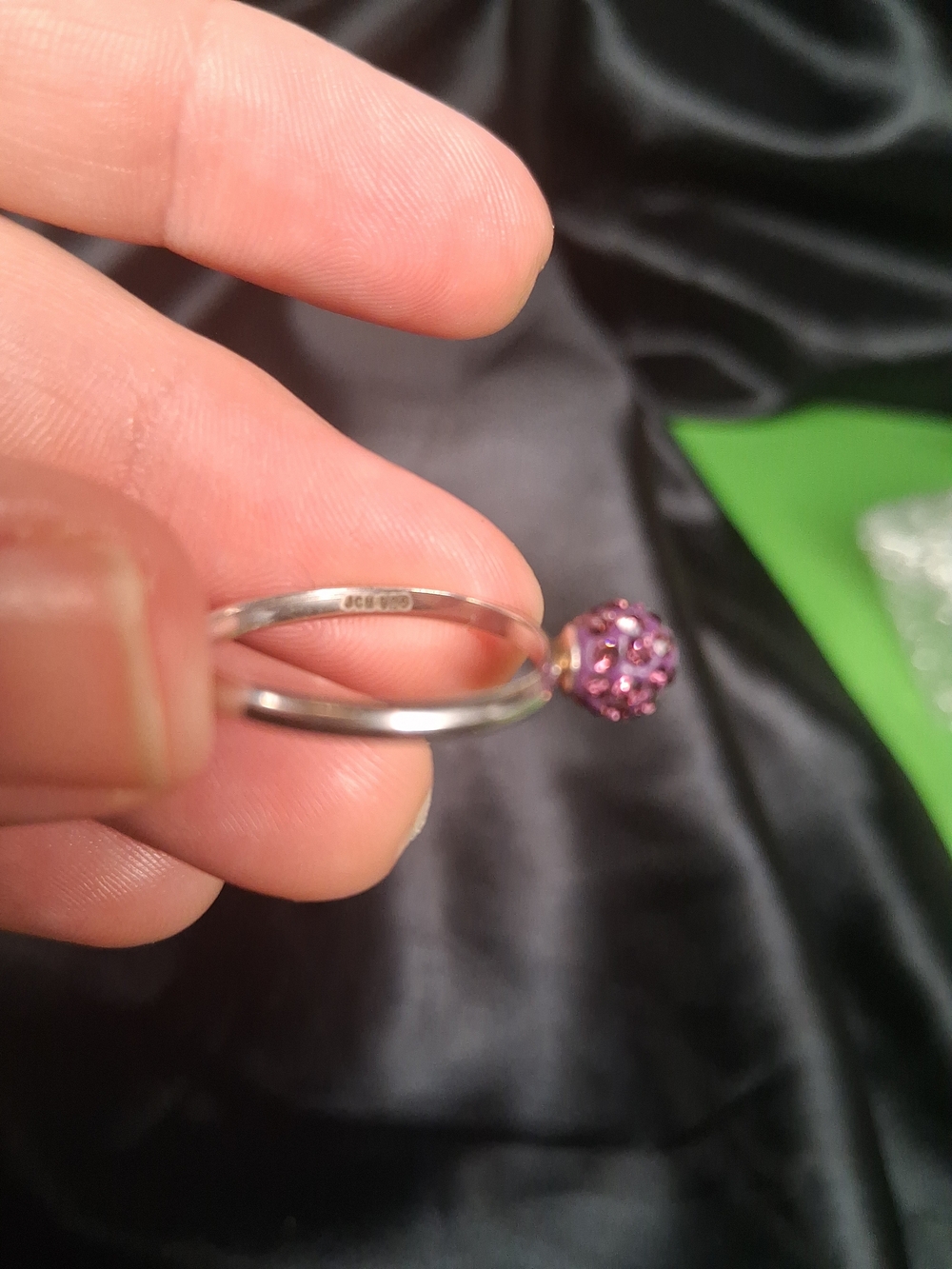 P12. 925 Sterling Silver JCM Purple Sparkle Cubic Zirconia Ring In SIZE 7 - Picture 6 of 7